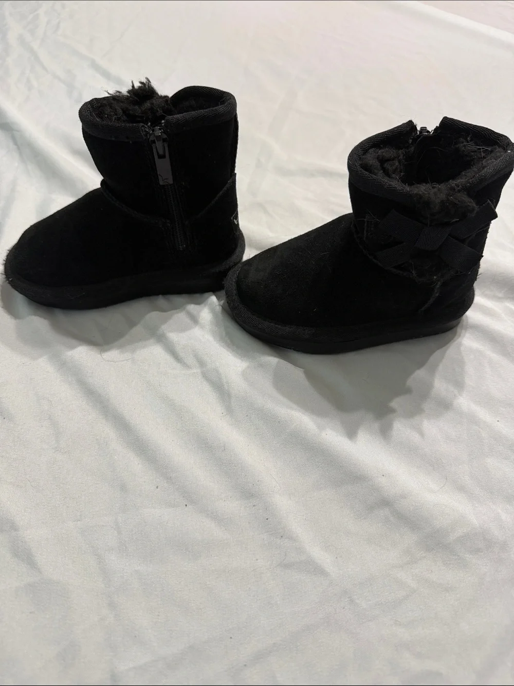Koolaburra Kids Black Suede Fleece-Lined Rain & Snow Boots
